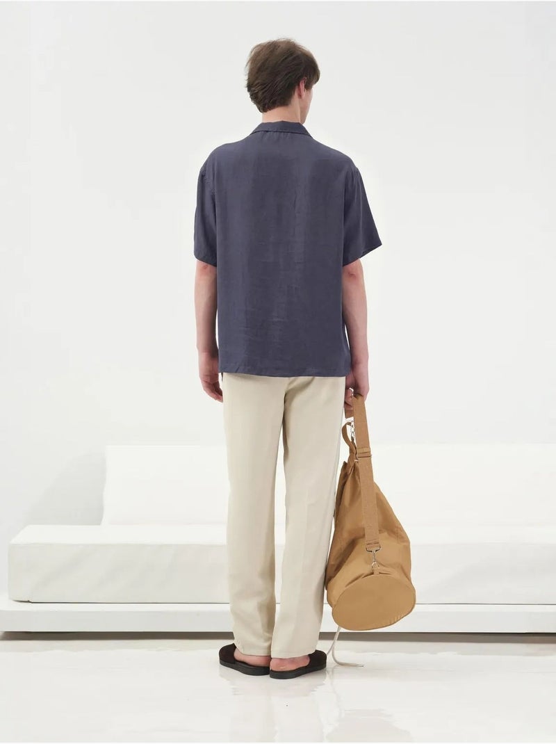 Chemise à manches courtes, coupe décontractée et col ouvert giesto Bleu marine - Kiabi