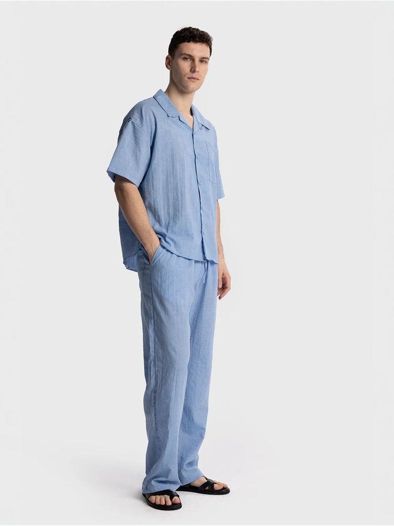 Chemise à manches courtes coupe décontractée pour homme giesto Bleu aqua - Kiabi