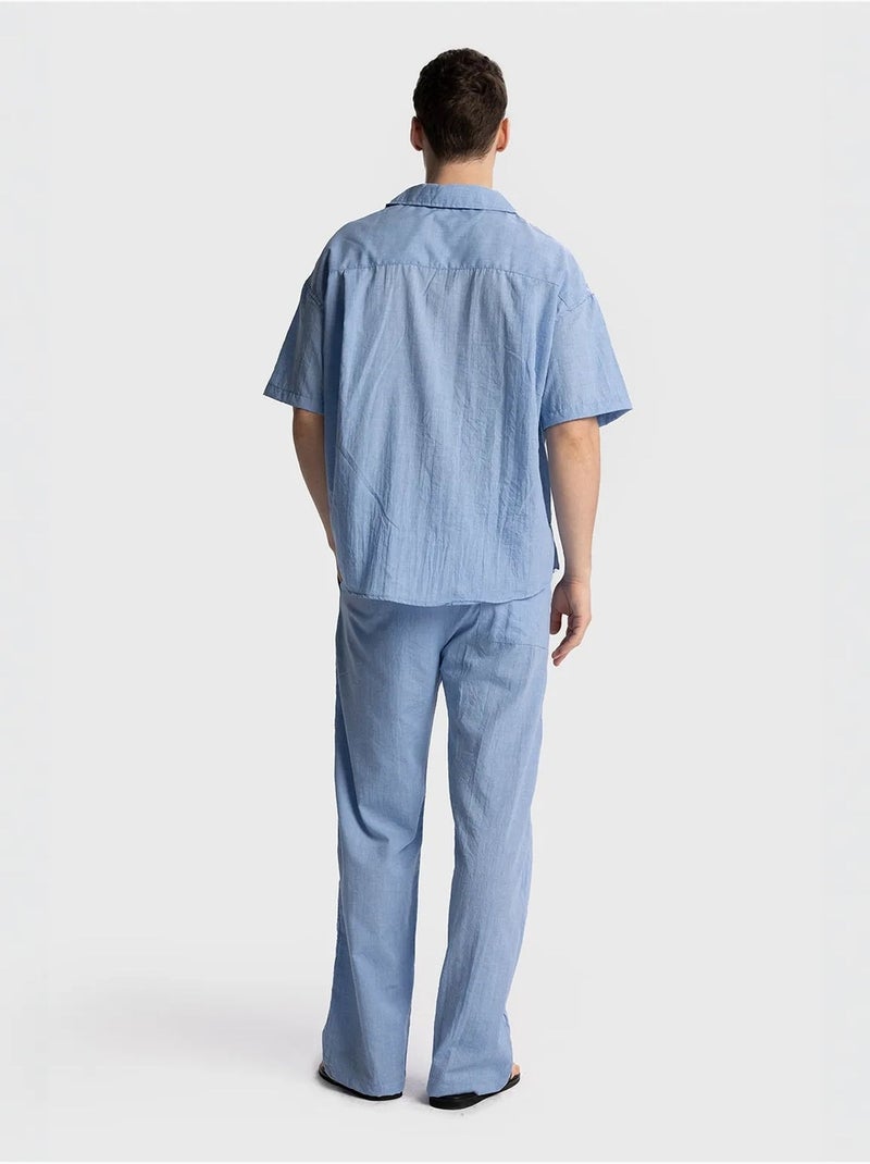 Chemise à manches courtes coupe décontractée pour homme giesto Bleu aqua - Kiabi