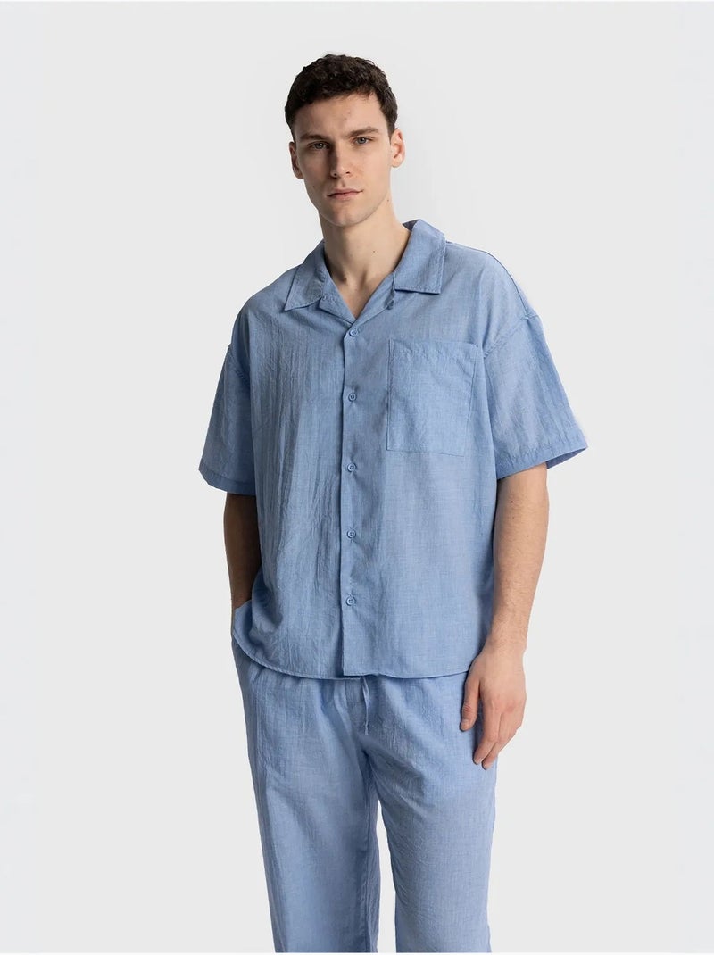 Chemise à manches courtes coupe décontractée pour homme giesto Bleu aqua - Kiabi