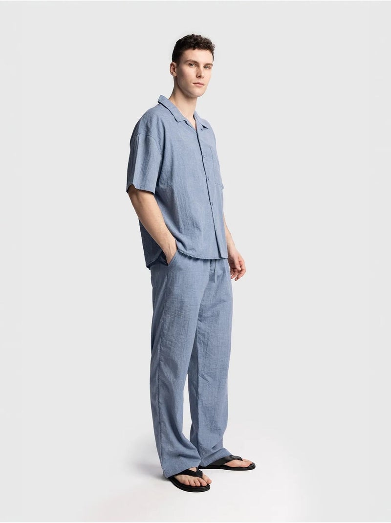 Chemise à manches courtes coupe décontractée pour homme giesto Bleu clair - Kiabi
