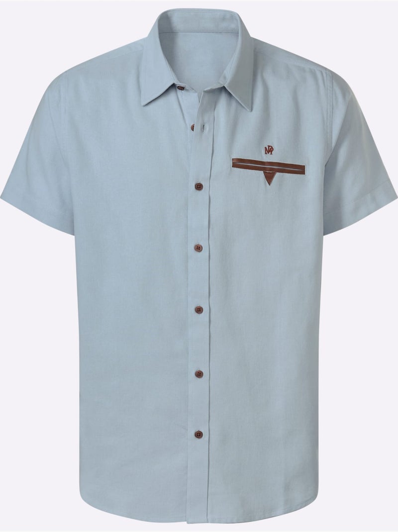 Chemise à Manches Courtes Détails En Qualité Lisse - Taille Standard - Witt Bleu clair - Kiabi