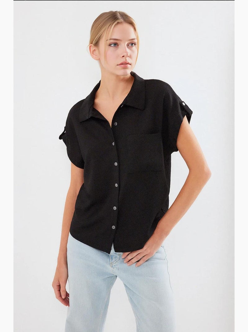 Chemise à manches courtes doubles à revers bdart Noir - Kiabi