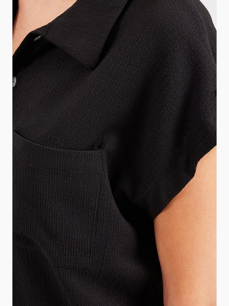 Chemise à manches courtes doubles à revers bdart Noir - Kiabi