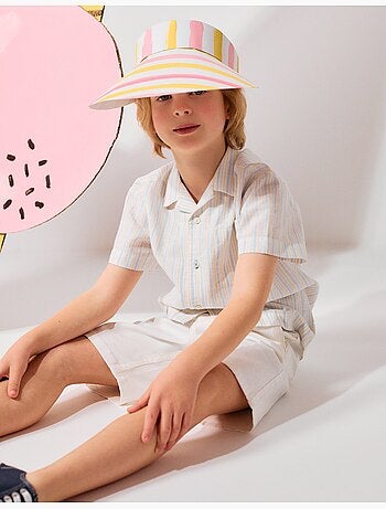 Chemise à manches courtes en coton à rayures B&S
