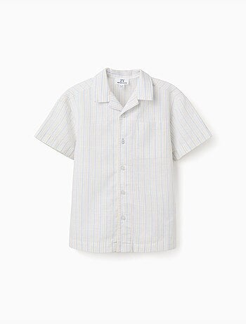 Chemise à manches courtes en coton à rayures B&S