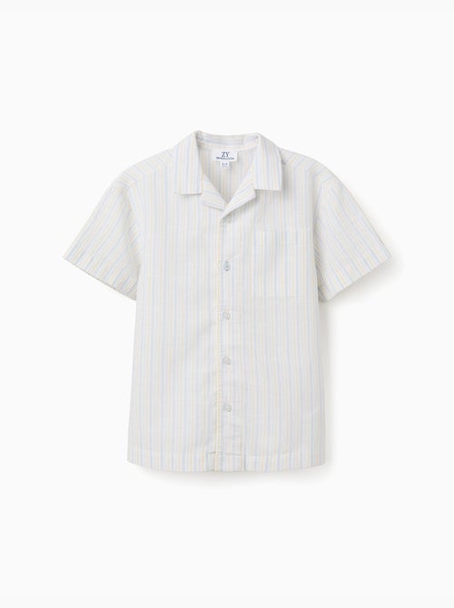 Chemise à manches courtes en coton à rayures B&S - Kiabi