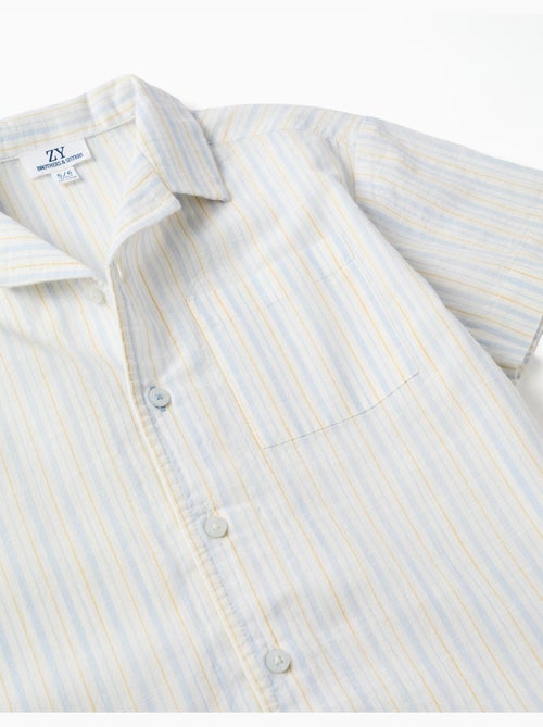 Chemise à manches courtes en coton à rayures B&S - Kiabi