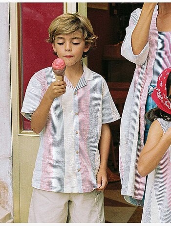 Chemise à manches courtes en coton à rayures You&Me