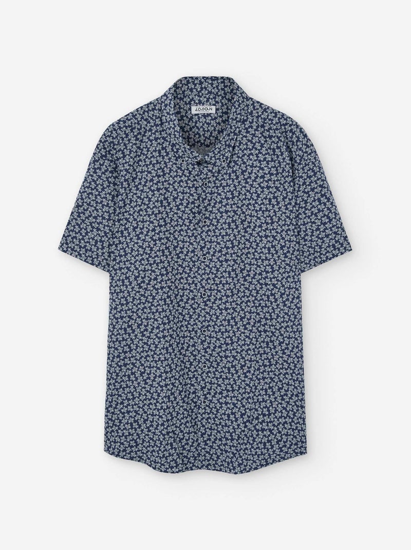 Chemise à Manches Courtes en Coton avec Motif Bleu - Kiabi