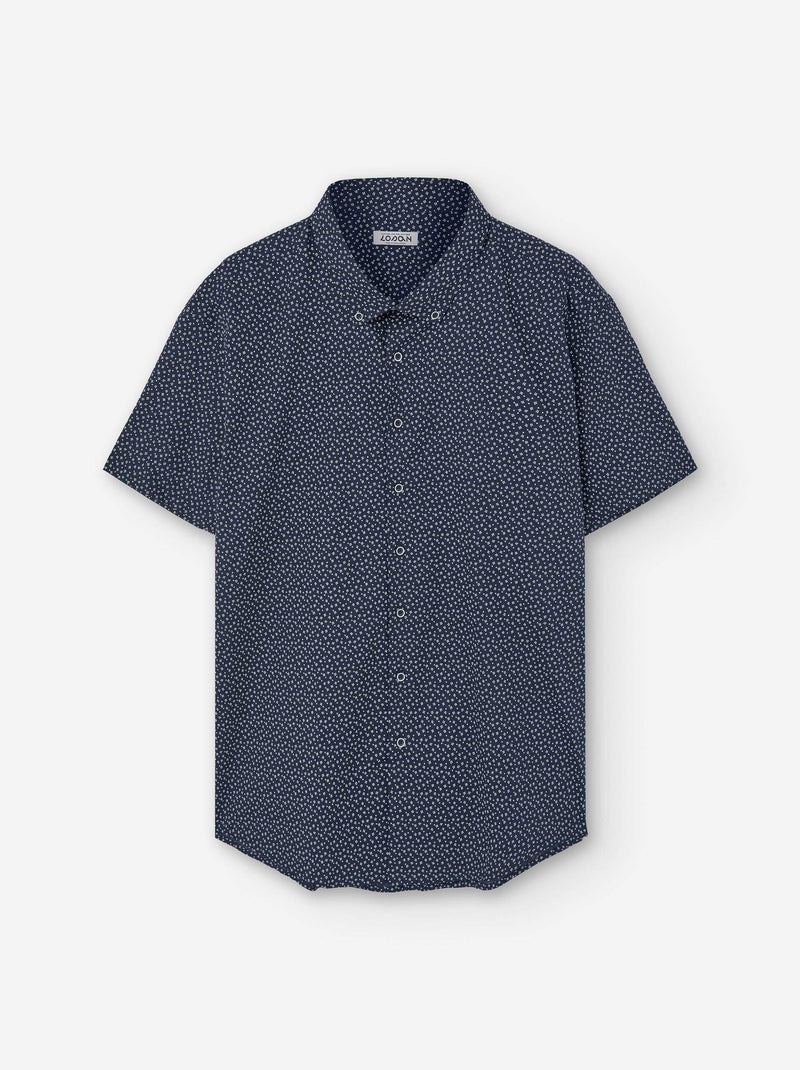 Chemise à Manches Courtes en Coton avec Motif Bleu foncé - Kiabi