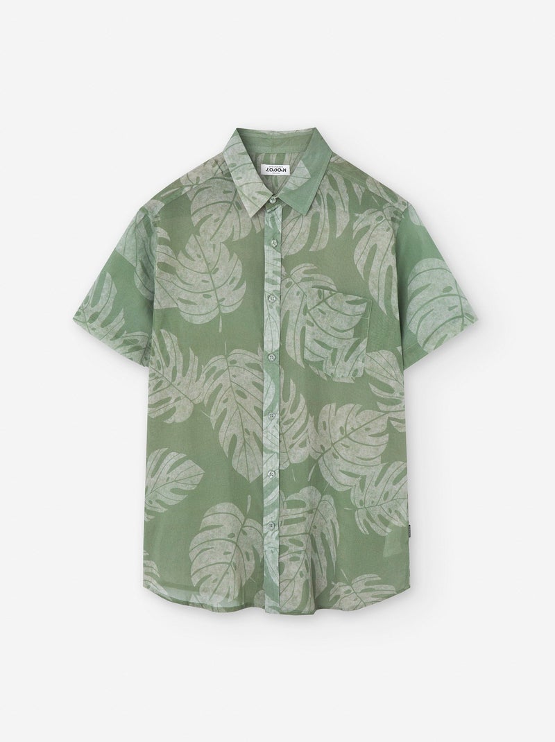 Chemise à Manches Courtes en Coton avec Motif Vert clair - Kiabi