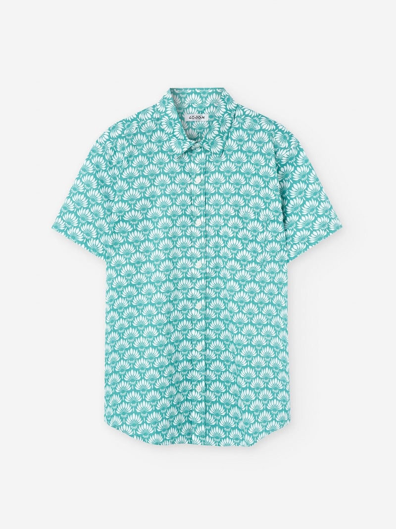 Chemise à Manches Courtes en Coton avec Motif Vert - Kiabi