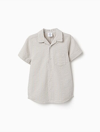 Chemise à manches courtes en coton et à rayures