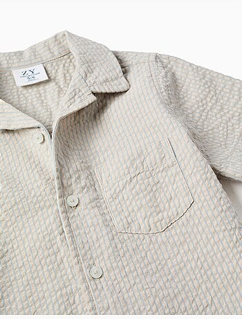 Chemise à manches courtes en coton et à rayures