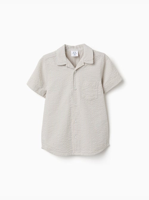 Chemise à manches courtes en coton et à rayures - Kiabi Chemise à manches courtes en coton et à rayures - Kiabi