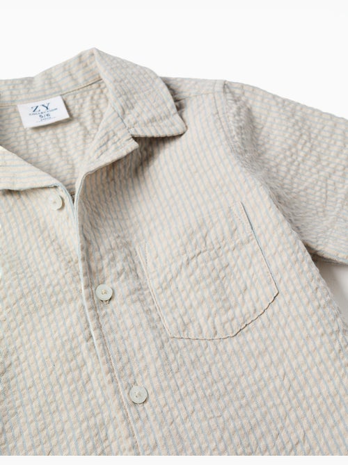 Chemise à manches courtes en coton et à rayures - Kiabi Chemise à manches courtes en coton et à rayures - Kiabi