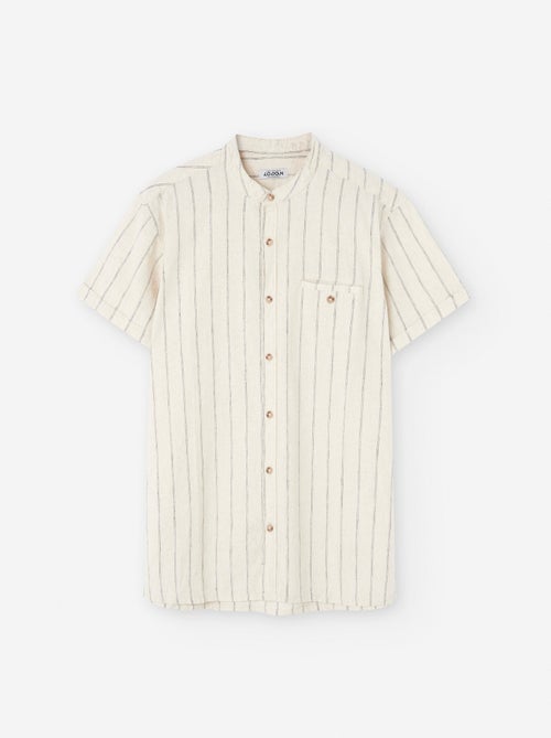 Chemise à Manches Courtes en Coton et Lin à Rayures - Kiabi