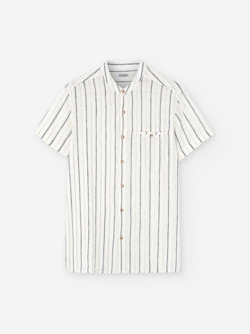 Chemise à Manches Courtes en Coton et Lin à Rayures - Kiabi