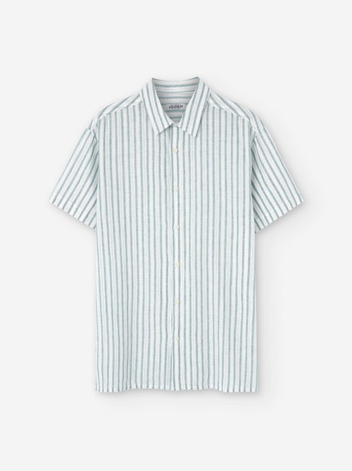 Chemise à Manches Courtes en Coton et Lin à Rayures - Kiabi