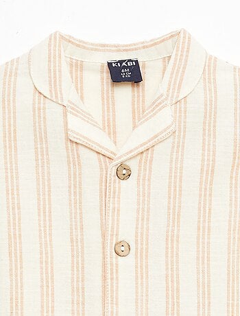 Chemise à manches courtes en coton et lin mélangés