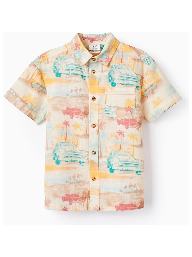 Chemise à Manches Courtes en Coton pour Garçon 'Cuba' manches courtes CUBA Blanc - Kiabi