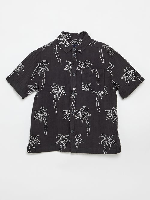 Chemise à manches courtes en gaze de coton - Kiabi