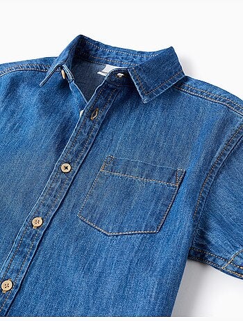 Chemise à manches courtes en jean avec poche