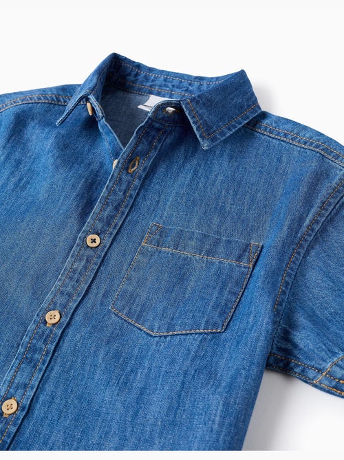 Chemise à manches courtes en jean avec poche - Kiabi