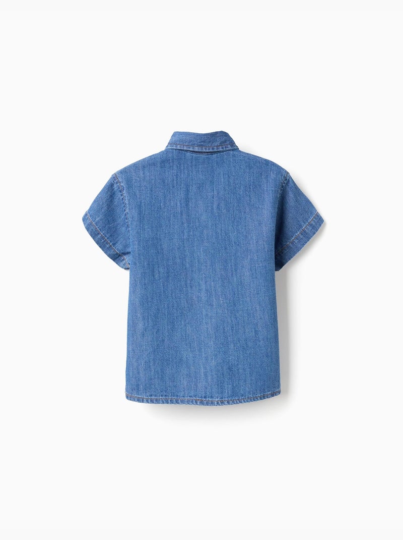 Chemise à manches courtes en jean avec poche Bleu Bleu - Kiabi