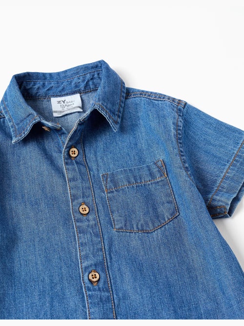 Chemise à manches courtes en jean avec poche - Kiabi