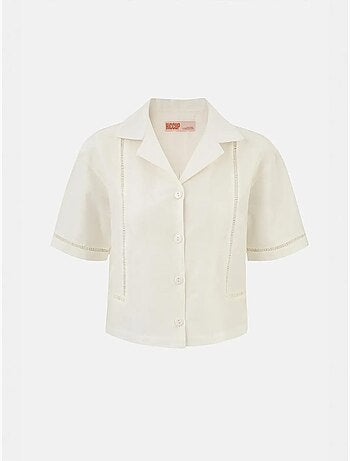 Chemise à manches courtes en lin avec détails découpés