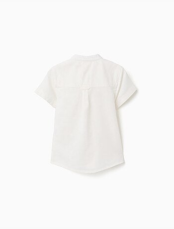 Chemise à manches courtes en lin et coton avec poche