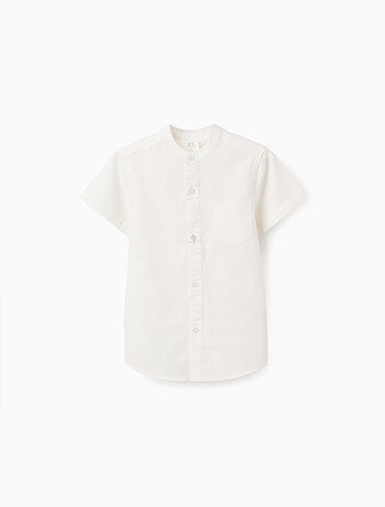 Chemise à manches courtes en lin et coton avec poche