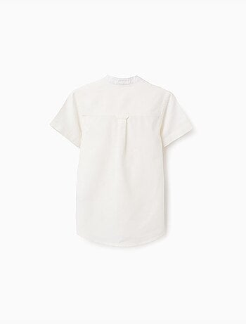 Chemise à manches courtes en lin et coton avec poche