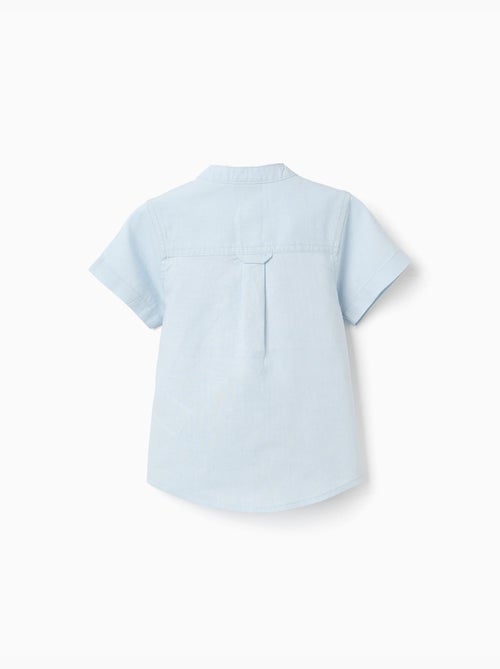 Chemise à manches courtes en lin et coton avec poche - Kiabi