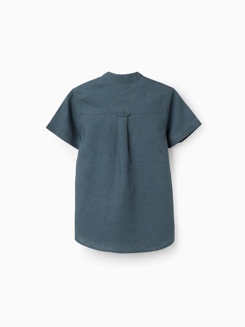 Chemise à manches courtes en lin et coton avec poche - Kiabi