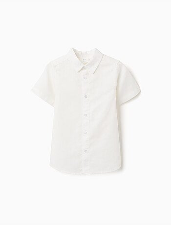 Chemise à manches courtes en lin et coton