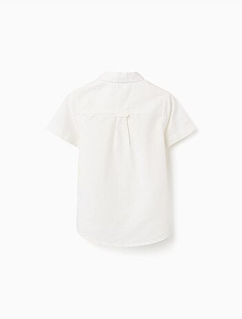 Chemise à manches courtes en lin et coton