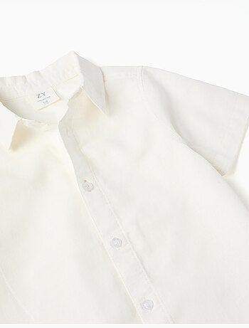 Chemise à manches courtes en lin et coton