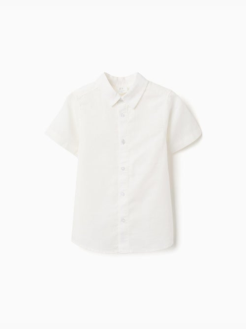 Chemise à manches courtes en lin et coton - Kiabi