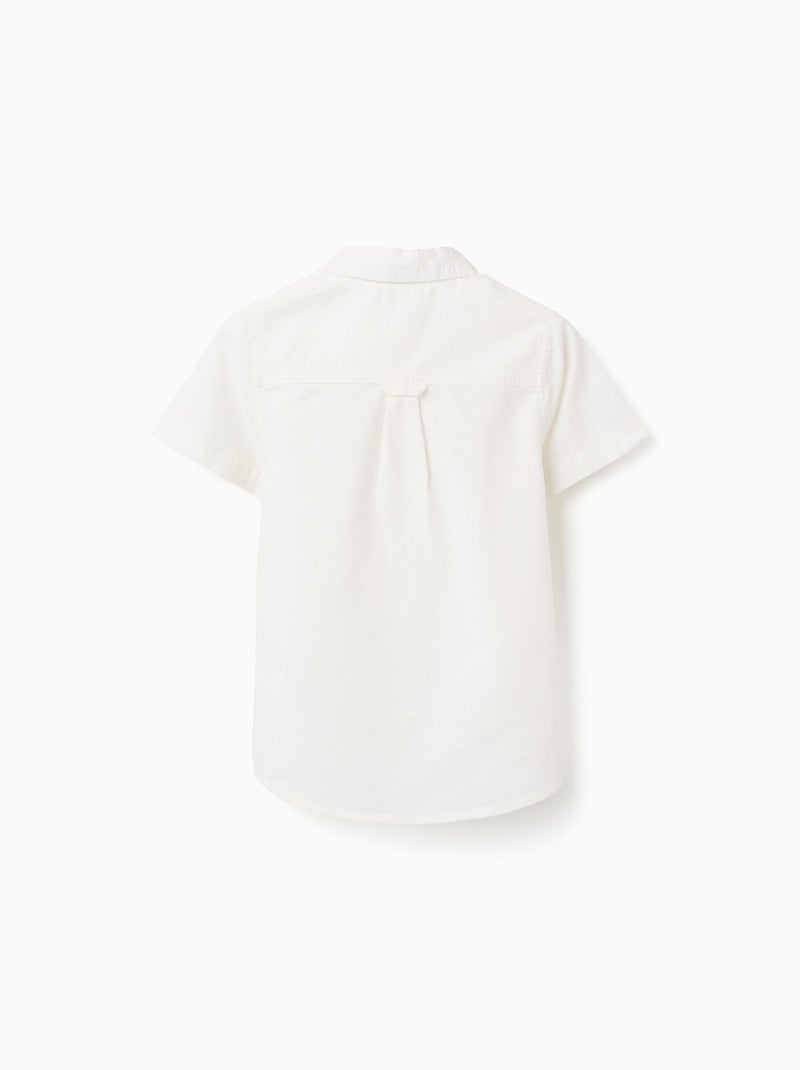 Chemise à manches courtes en lin et coton Blanc - Kiabi