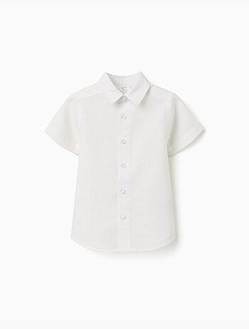 Chemise à manches courtes en lin et coton