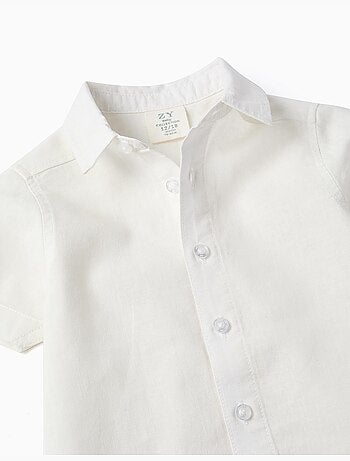 Chemise à manches courtes en lin et coton
