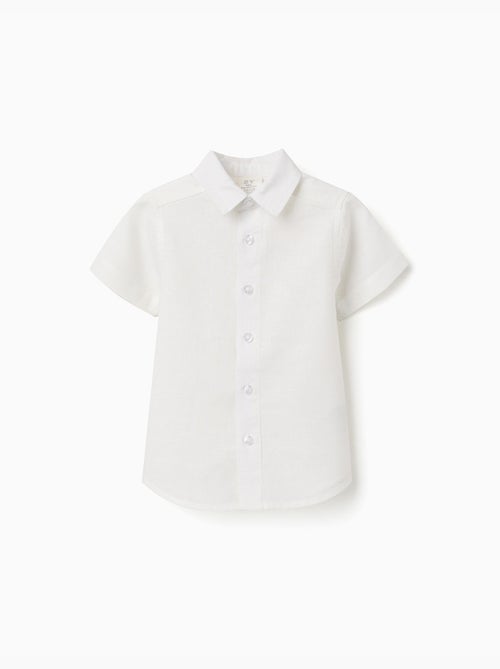 Chemise à manches courtes en lin et coton - Kiabi