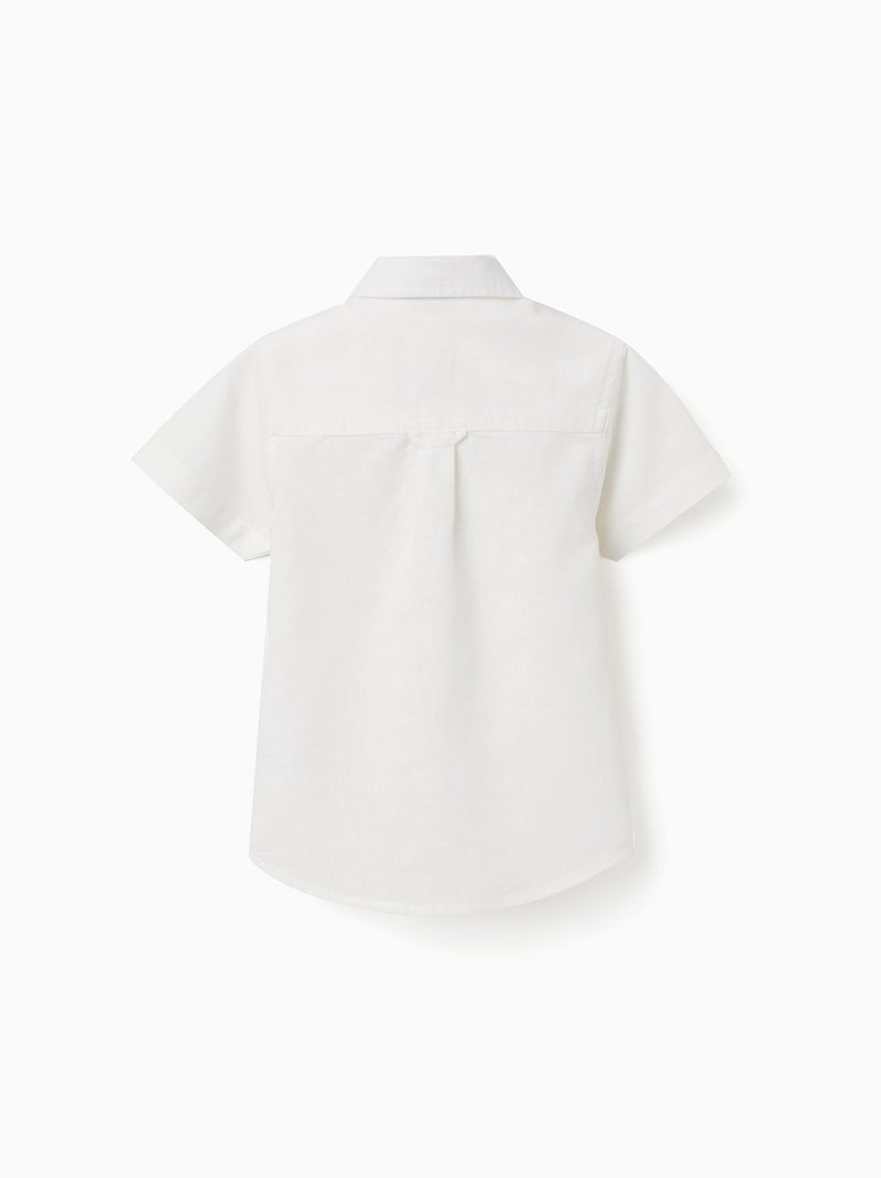 Chemise à manches courtes en lin et coton Blanc - Kiabi