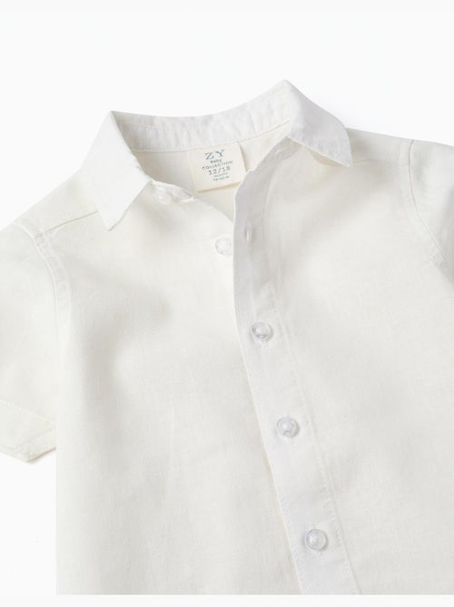Chemise à manches courtes en lin et coton - Kiabi