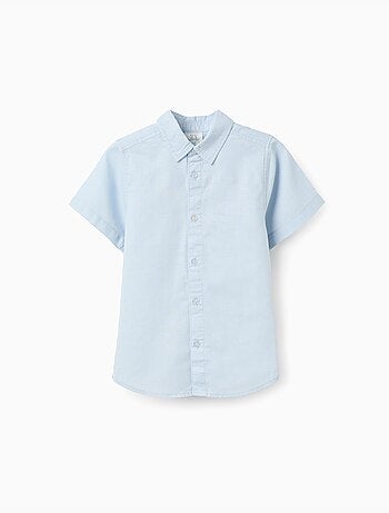 Chemise à manches courtes en lin et coton