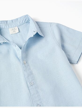 Chemise à manches courtes en lin et coton