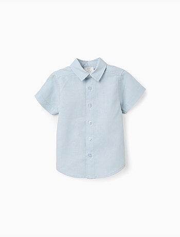 Chemise à manches courtes en lin et coton